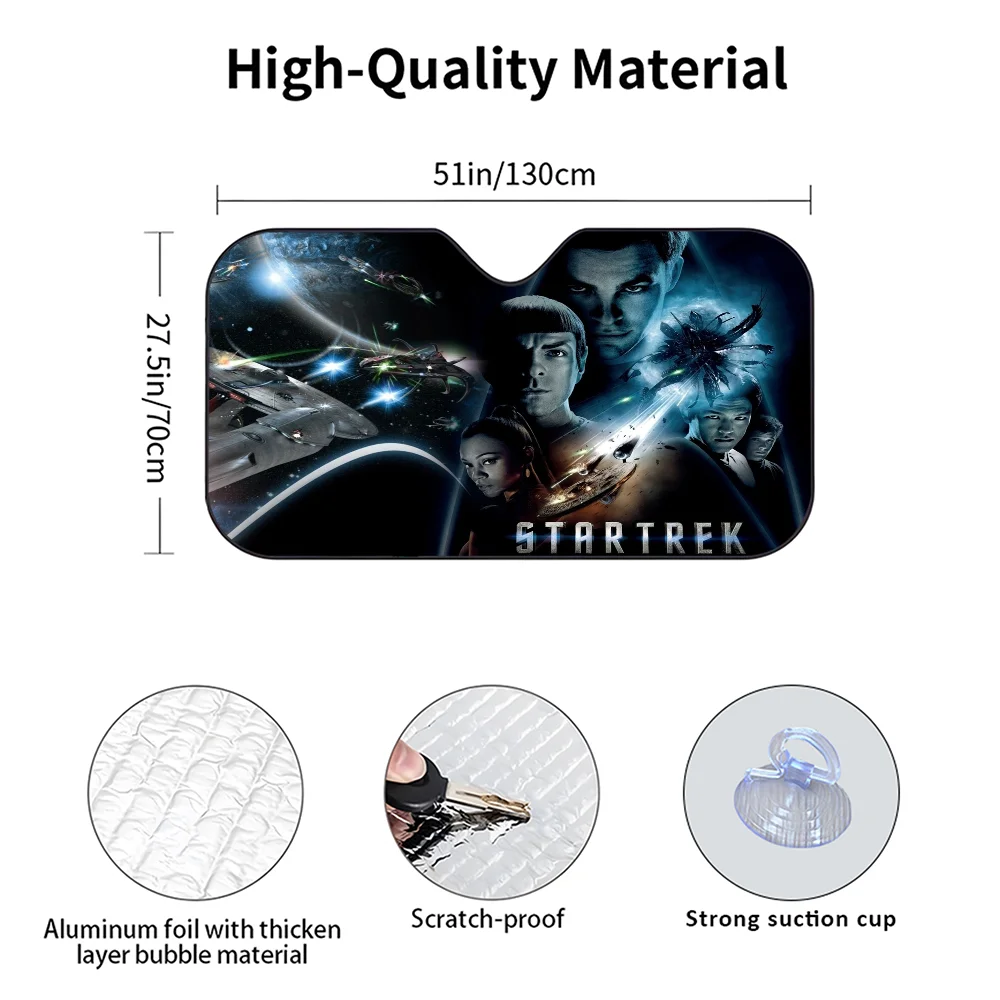NONE S-Star Trek Movie Car Sunshade Curtains Heat-insulating Aluminum FilmReusable Suction Cup Blocks UV Rays Car Sun Visor Protector 6