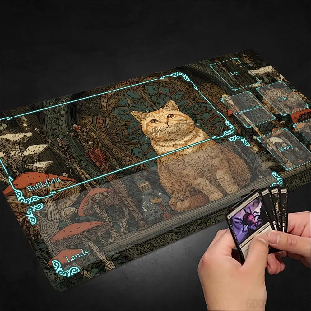 

Mysterious Orange Cat and Altar MTG Playmat Magic Card Mat with Stitched Edge Non-Slip Tabletop playmat Board Game Mat for TCG