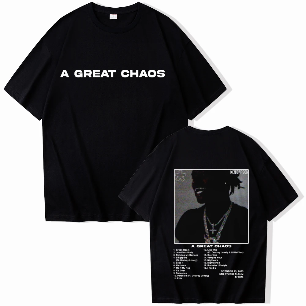 Ken Carson A Great Chaos T-Shirts Fashion Harajuku O-Neck Short Sleeve Man Woman Shirts Fans Gift