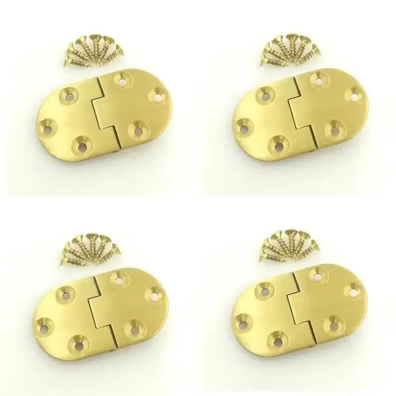 Brand New 4PCS Solid Brass Butler Tray Flap Hinges Dining Table Desktop Portable Folding Flip Hingeswith Card Slot + Screws