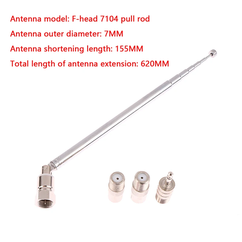 Radio Accessories Unfold 620MM Antenna Telescopic DAB FM Aerial W 3 Adapter HiFi AV Receiver Mini System F Male 7104 Connector