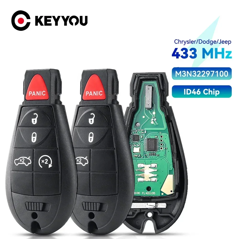 KEYYOU مفتاح السيارة الذكي عن بعد ل دودج دارت 2012-2016 مفتاح السيارة عن بعد 433 ميجا هرتز ID46 رقاقة 4/5 أزرار M3N 32297100