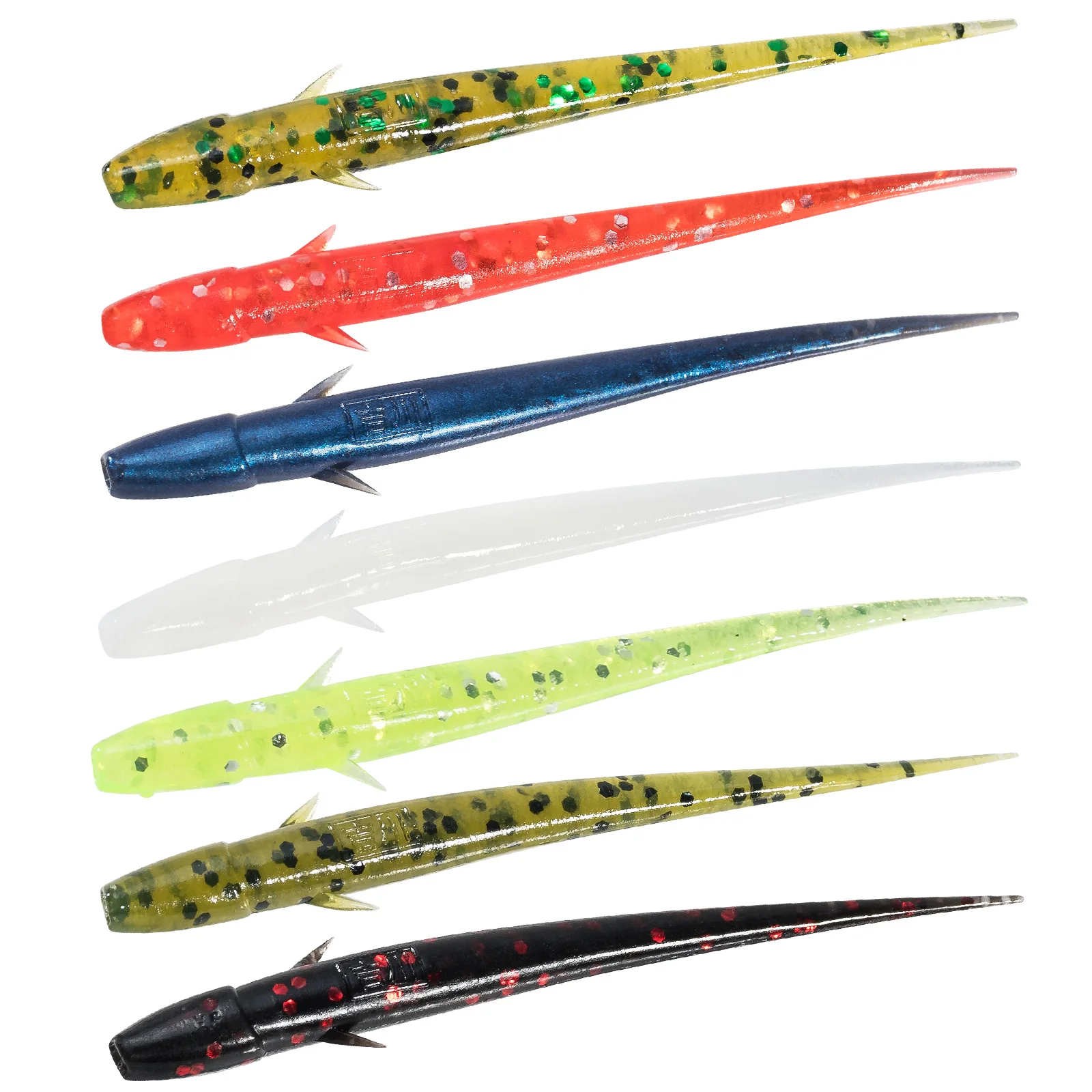 

12pcs Fishing Soft Plastic Lure Wiggle Worm Drop Shot Bait Shad Wacky Walleye Bass Trout Pike Perch Freshwater Rubber