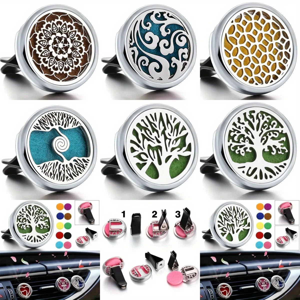 1pc Refillable Car Air Freshener Perfume Diffuser Clip, Auto Air Vent Car Interior Accessories, Car Aromatherapy Diffuser