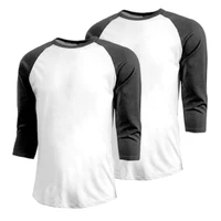 1/2 Uds. Camisetas de manga tres cuartos de algodón de otoño, camisetas deportivas para hombre, ropa de gimnasio Silm de retazos de primavera, camiseta de Fitness