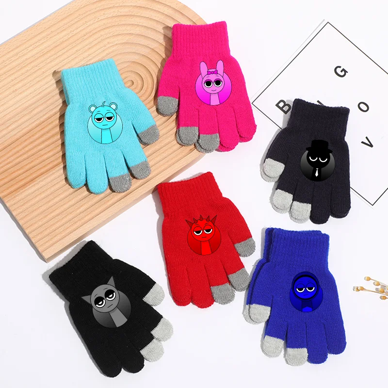 Sprunki Gloves Cartoon Anime Cute Cartoon Game Gloved Autumn Winter Warm Can Touch Moblie Phone Screen Warm Soft Glove Kids Gift