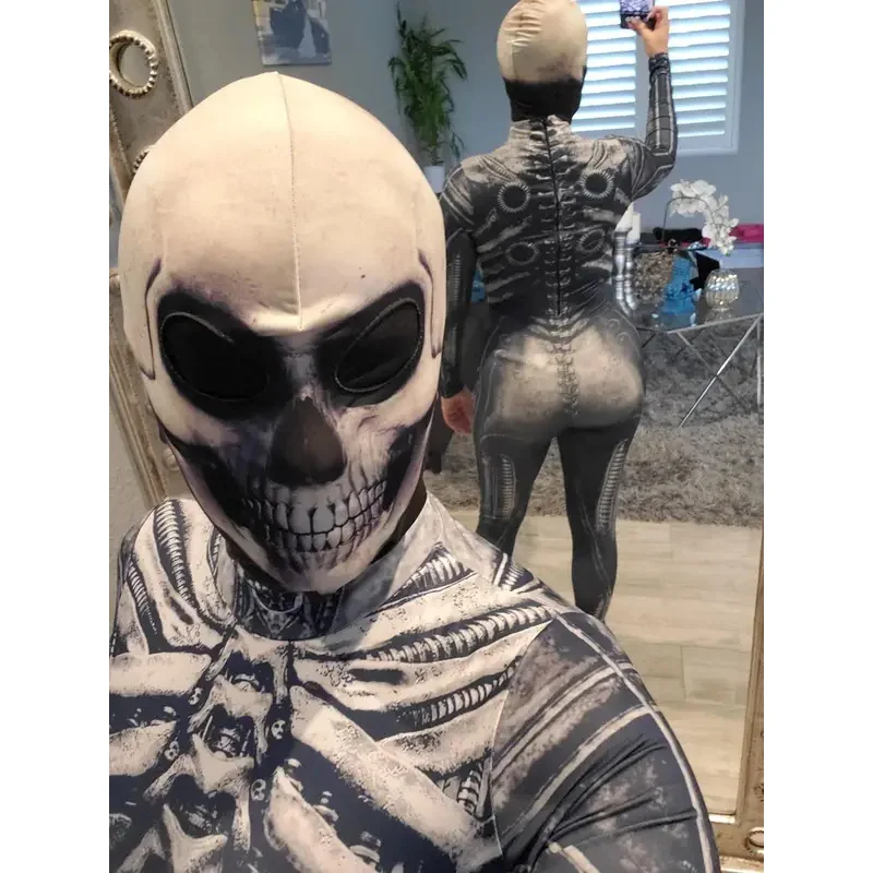 Máscaras de Lycra de esqueleto 3D, pasamontañas de calavera aterradora, sombreros de fantasma, disfraz de Cosplay de hueso, máscara facial completa para fiesta de Halloween cm;5