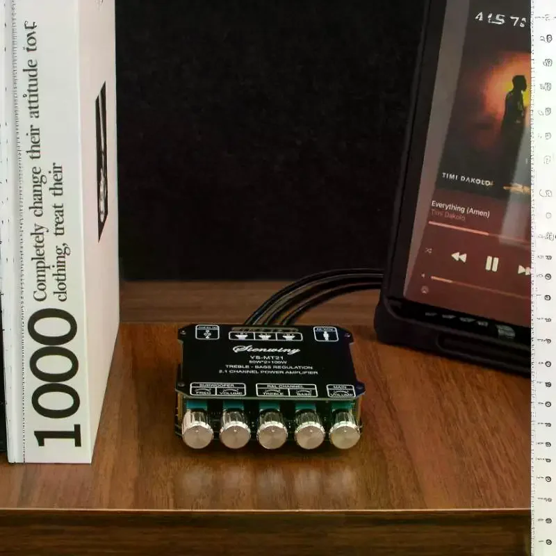 Placa Amplificadora de Áudio Bluetooth 5.1 de 2.0 Canais 50W+50W YS-502MT Módulo de Potência para Projetos de Áudio DIY em Caixas de Som Portáteis