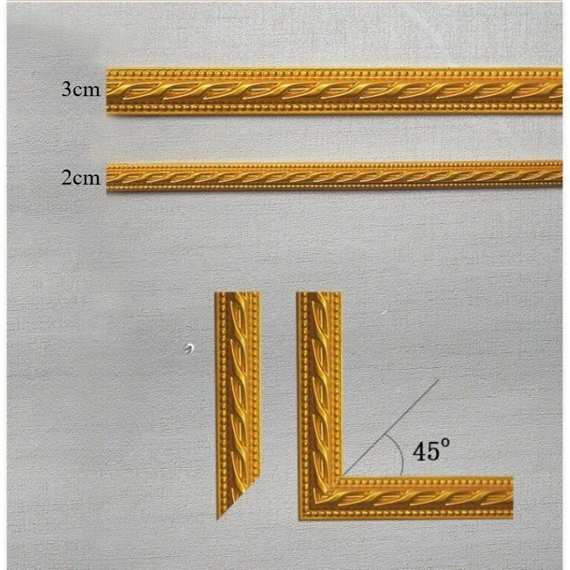 2cm/3cm Width Door Windows Ceiling Trim Edge Photo Frame Dressing Mirror Frame Decor Edge Strips 5M PVC Self-adhesive Line Trim