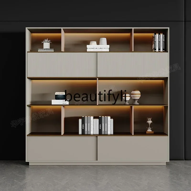 Q181  Retro file cabinet, office against the wall storage locker, luxury boss bookcase floor