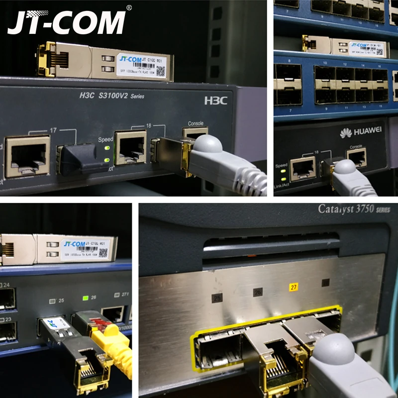 1.25G RJ45 Copper SFP Transceiver Module 1000Base-Tx Ethernet Gpon Olt Fiber Optic FTTH Compatible with Cisco/Mikrotik Switch