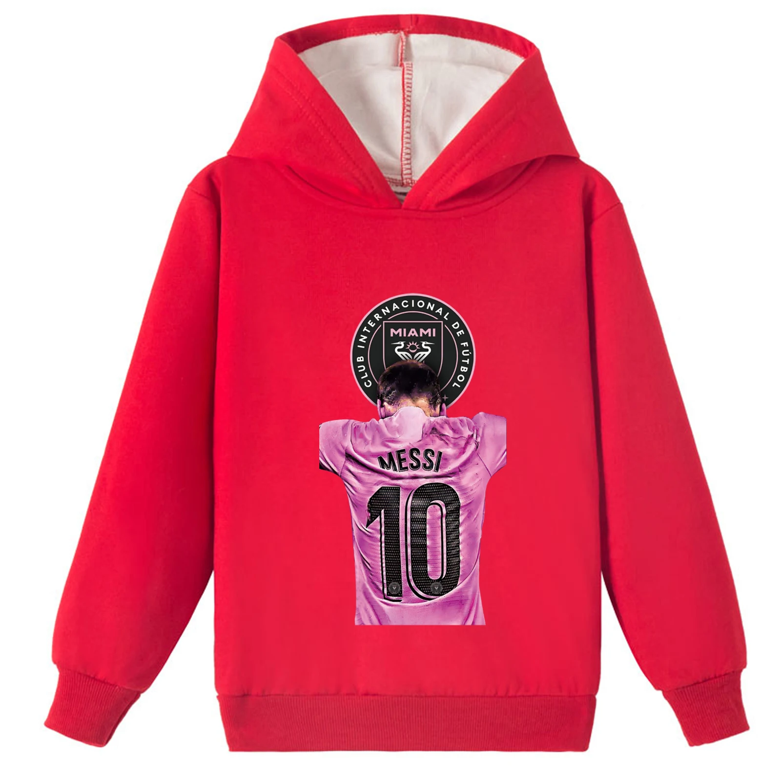 Little Kid geborsteld sweatshirt warme tops, M_Messi winterhoodies met lange mouwen voor 2-14 jaar