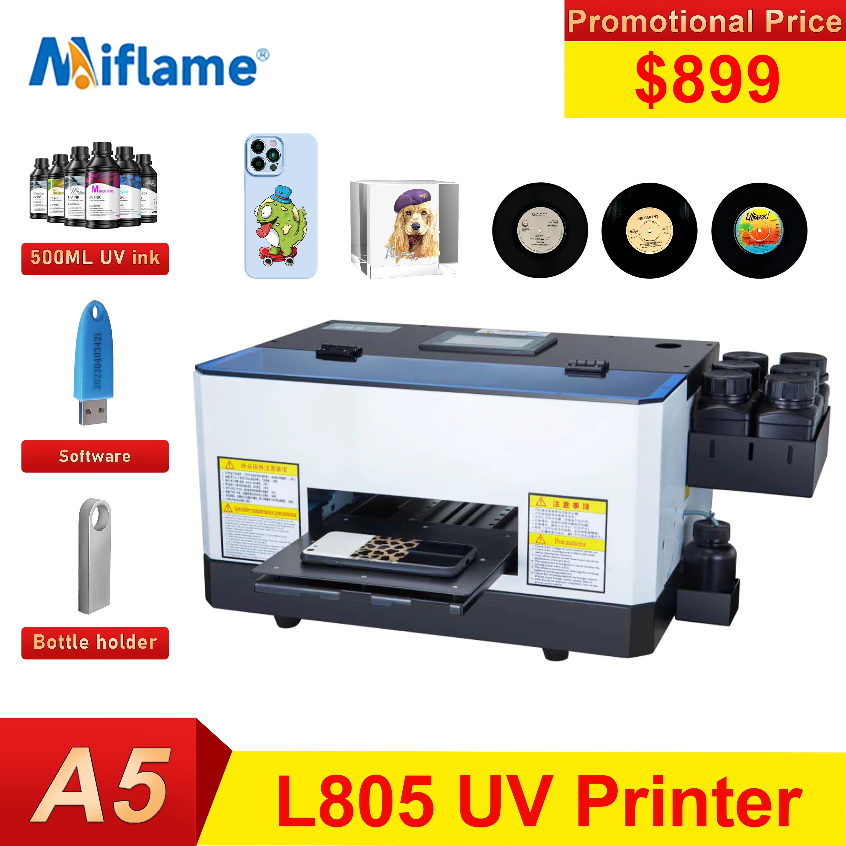 

A5 UV Printer For Epson L800 Multifunction UV Flatbed Printer For USB Phone Case Wood Matal Acrylic UV Printing Machine