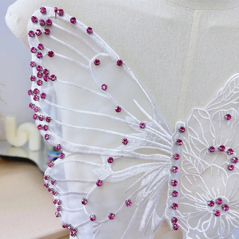 Simple mesh beading and drilling embroidered butterfly patch dress clothing sewing accessories