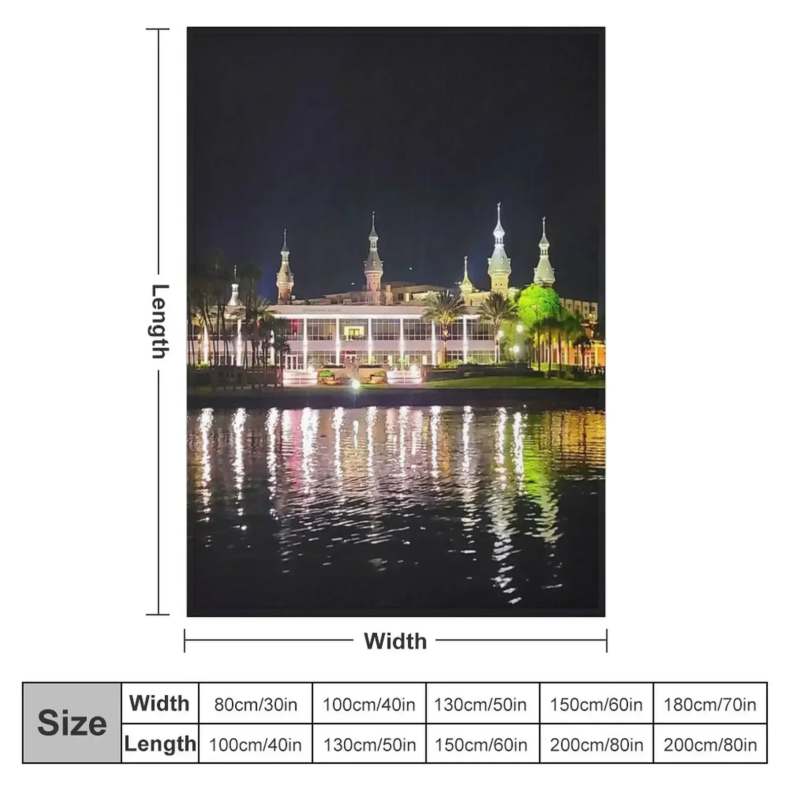 City Of Tampa Riverwalk And The University of Tampa Throw Blanket couch cozy soft plush fuzzy picnic outdoor blanket