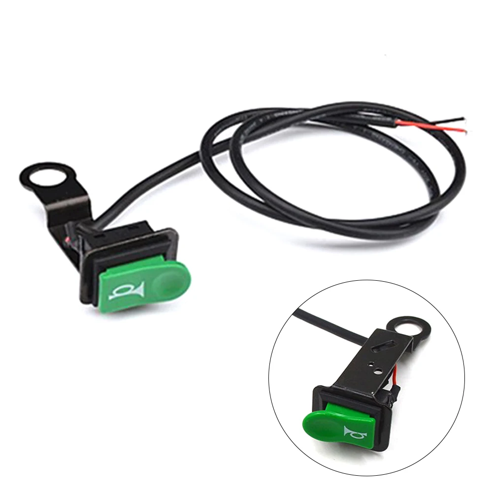 

Horn Switch ABS Plastic Green Horn Resettable Switch for Motorcycle Car and E bike with Mirror Installation Hole 10mm