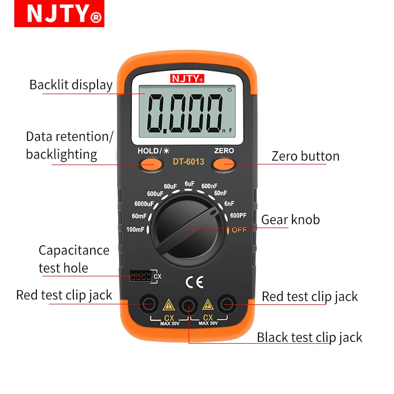 Professional Digital Capacimeter 6000 counts Capacitor Capacity Meter Lcr Tester 100000uF Capacitor High Precision Multimeter