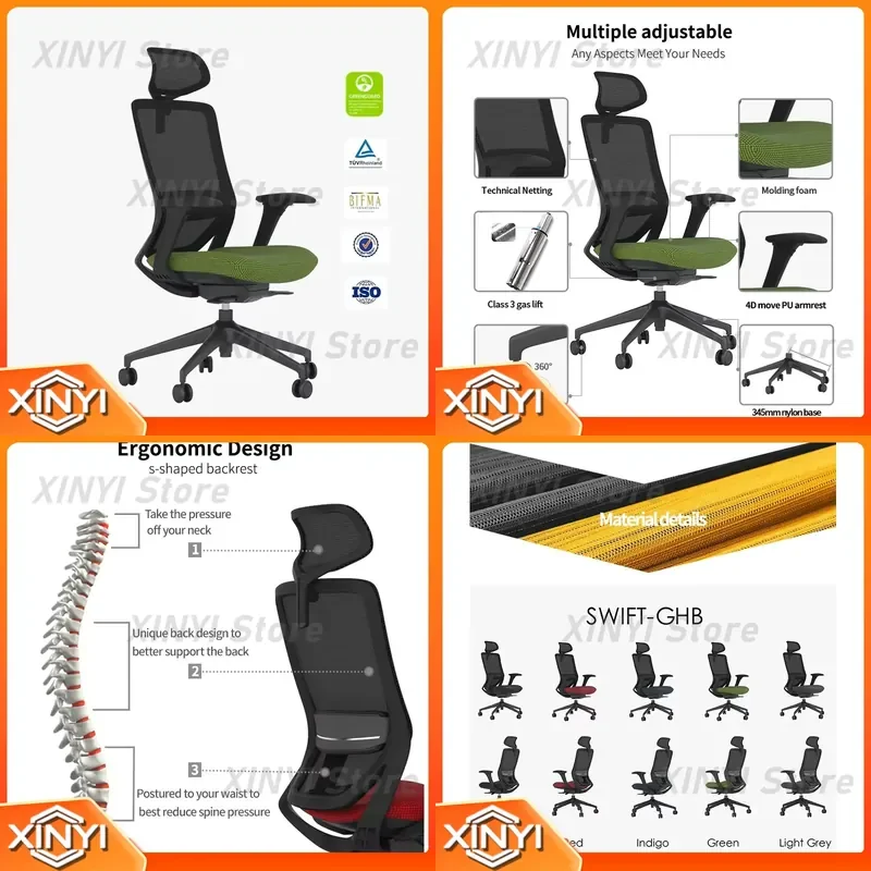KOHO for High Quality Modern Swivel Office Manager Chair High Back Executive Ergonomic Mesh Fabric Office Chairs for Adults
