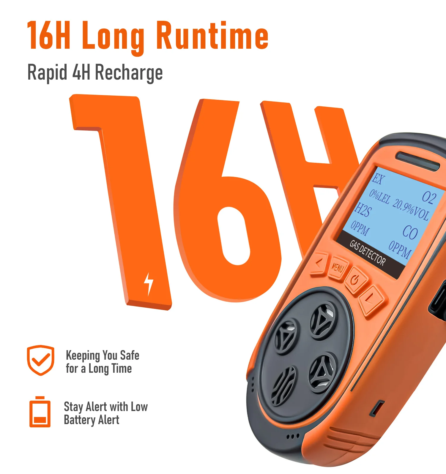 كاشف الغاز المتعدد القابل للاحتراق المحمول H2S CO O2 إنذار أول أكسيد الكربون كاشف الغاز الطبيعي مقياس الأكسجين H2S LEL محلل الغاز