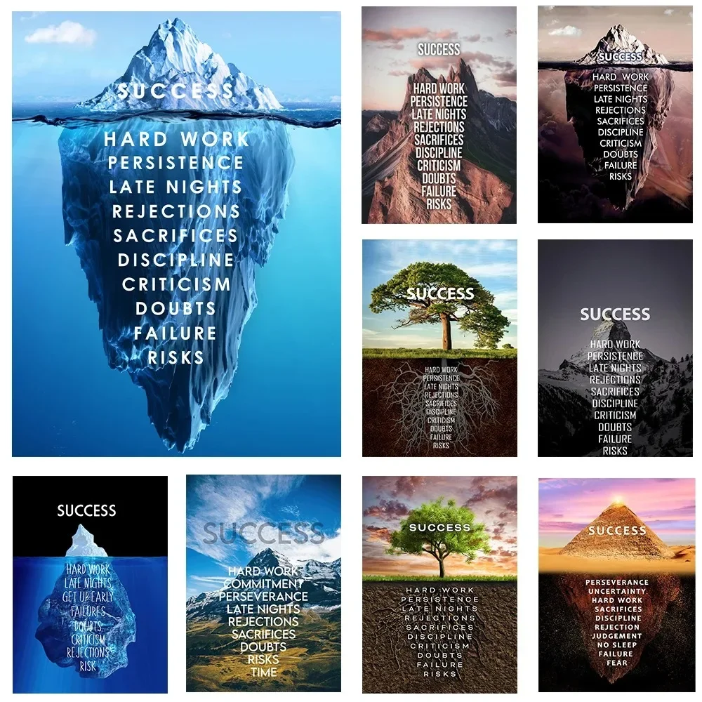 ملهمة قماش المشارك الشمال المشهد طباعة تحفيزية جدار الفن إقتباس جبل نجاح ديكور المنزل الحديث جدار الصورة