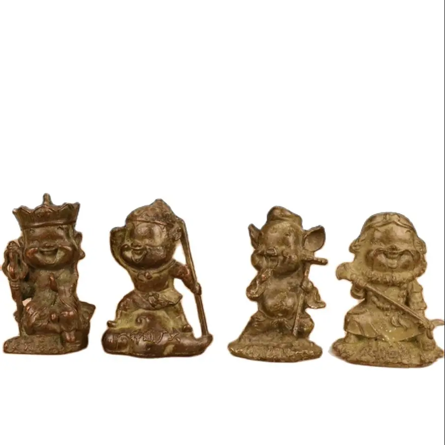 Cute Cartoon Tang Monk Pig Bajie Sand Monk Wukong Statue Metal Home Decoration Figure Statue Bronze Desktop Decorative Sculpture