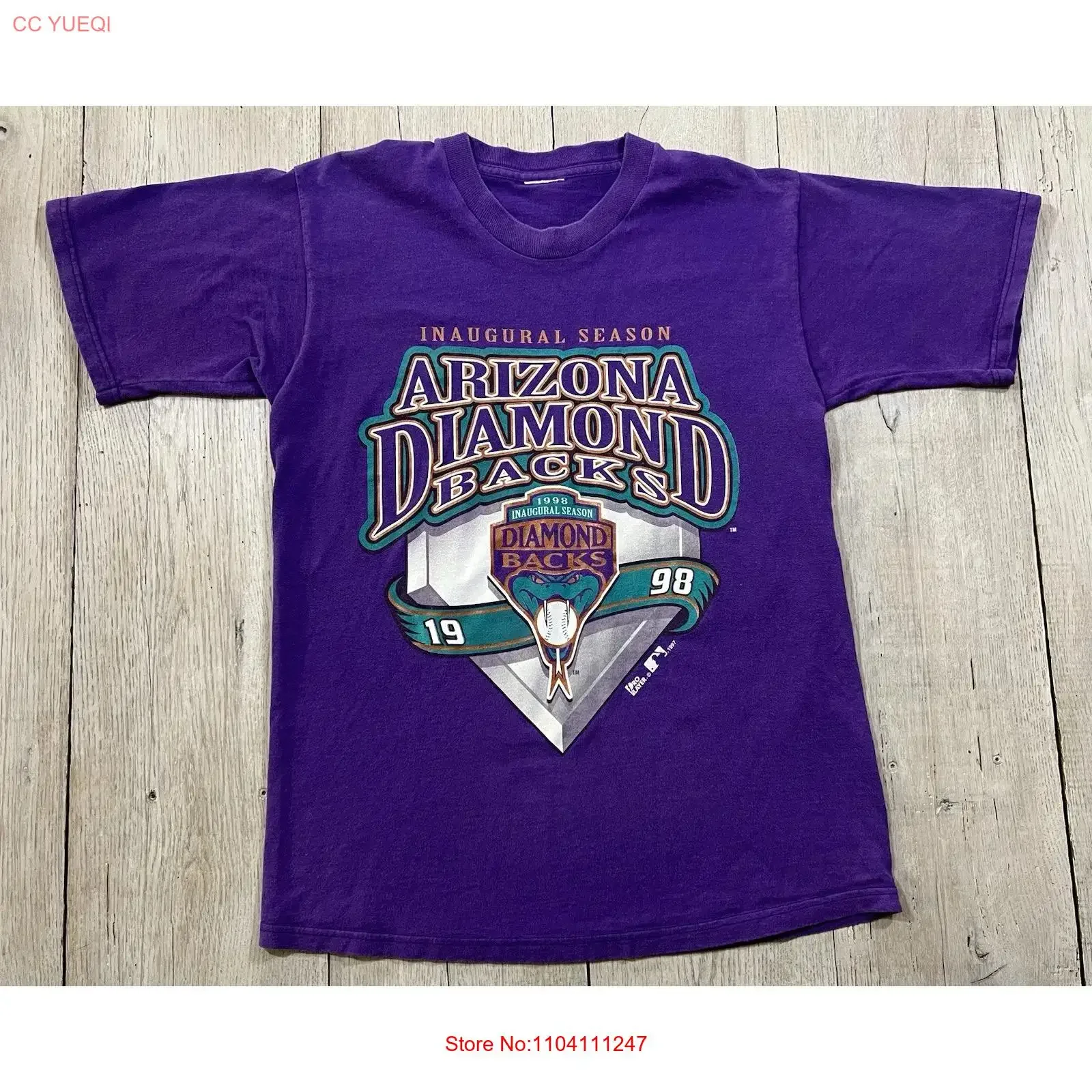Camiseta vintage de los Arizona Diamondbacks de la temporada de estreno de 1998, talla mediana, estilo vintage, lavada, cómoda y casual.