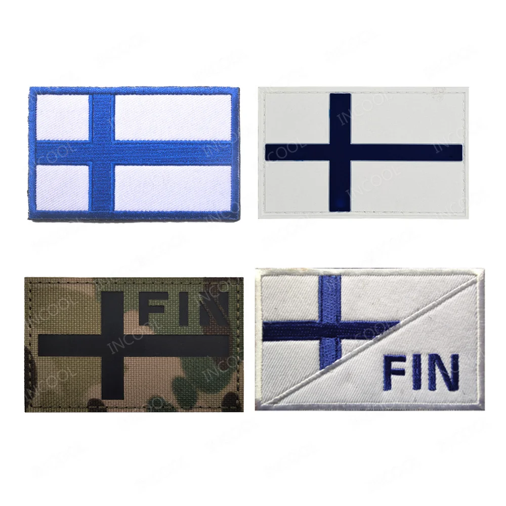 Haftowana naszywka z flagą Finlandii Gumowe naszywki FIN Suomi z PVC Naszywka na ramię z aplikacją