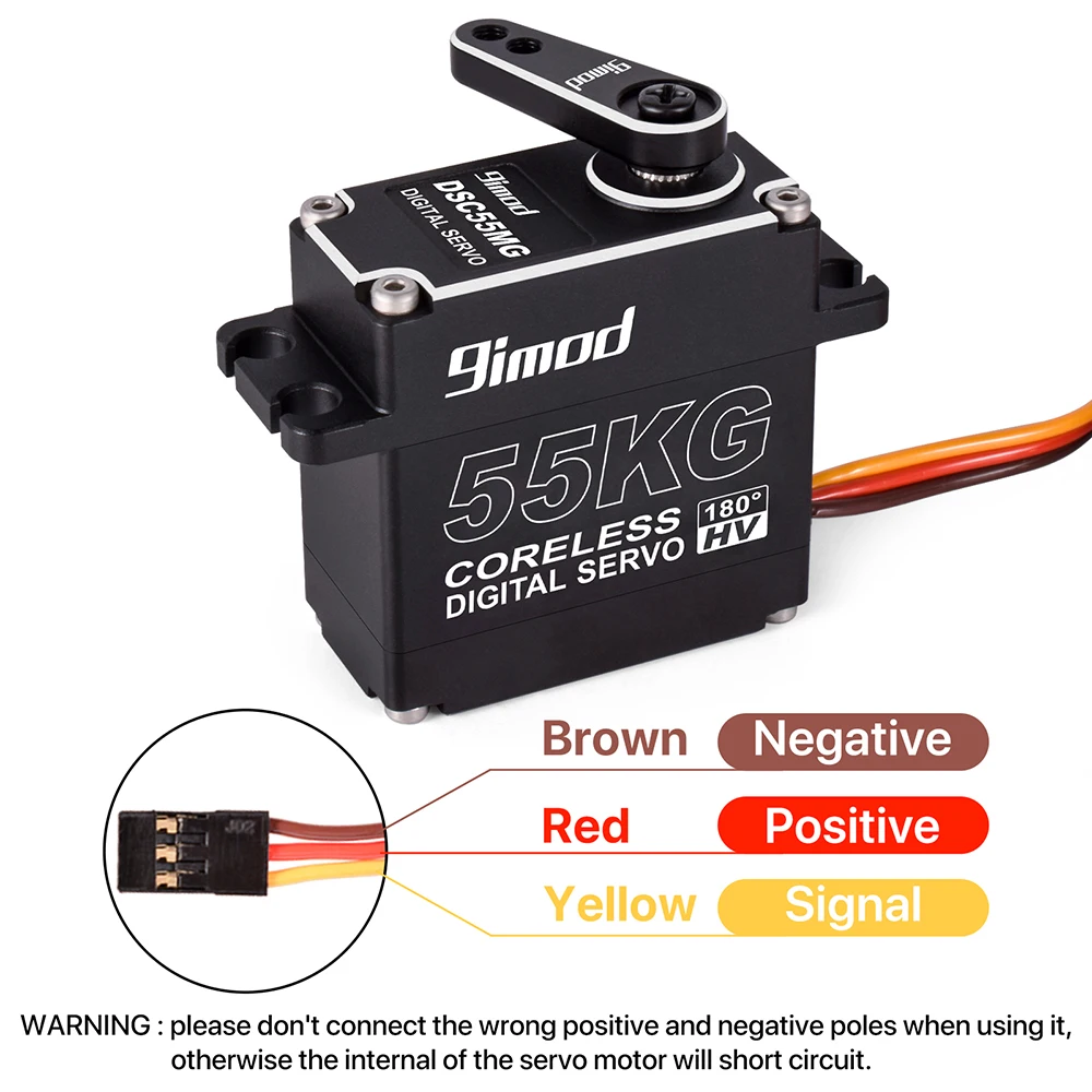 9imod 55kg Waterproof Servo IP67 180/270 Magnetic Sensor High Torque Coreless Digital Servo Full Metal Gear for 1/10  1/8 RC