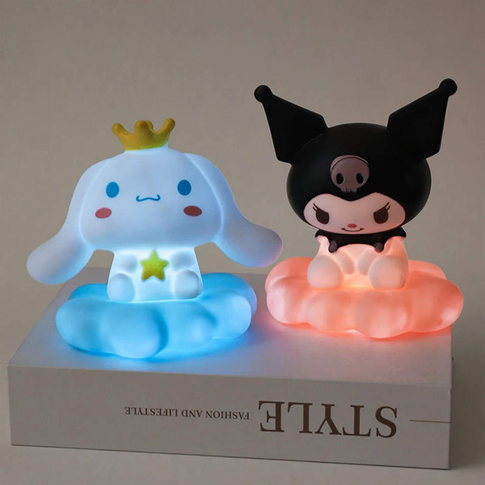Sanrio 헬로 키티 Kuromi Cinnamoroll 야간 조명 빛나는 어린이 장난감 침대 옆 램프 애니메이션 카와이 귀여운 어린이 키즈 선물 선물