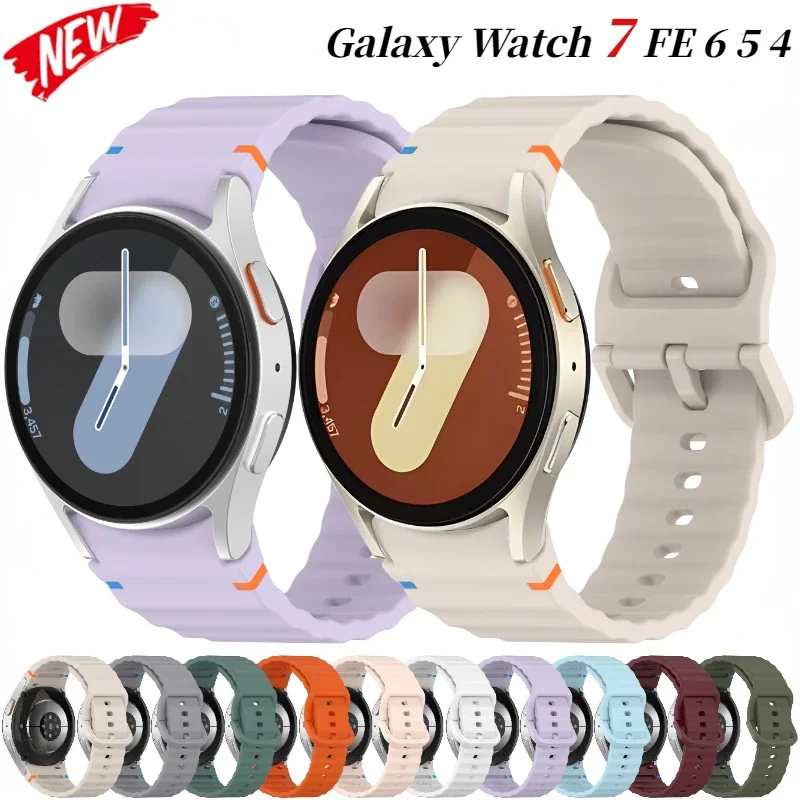 Official Silicone Strap For Samsung Galaxy Watch 7/FE/6/5/4 44mm 40mm 5 Pro Wave Bracelet Galaxy Watch 6 Classic 47mm 43mm Band