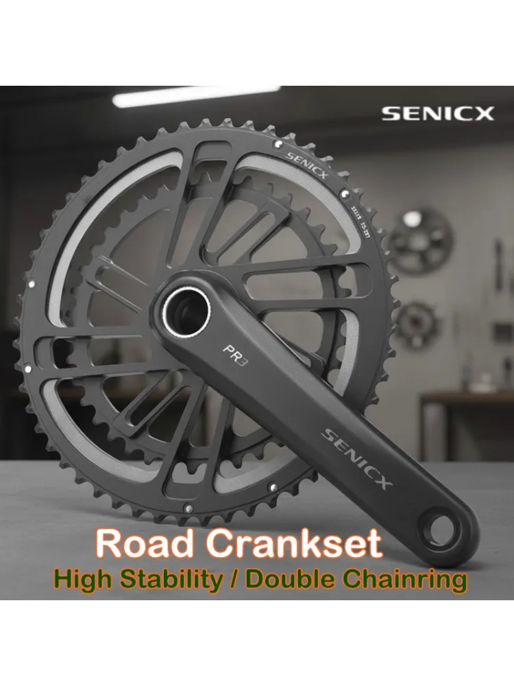 AliExpress SENICX PR3 Crankset Road Bicycle 24mm 52-36T Double Chainring Aluminum Alloy Crank Arms 165mm 170mm 175mm for Folding Bike Parts