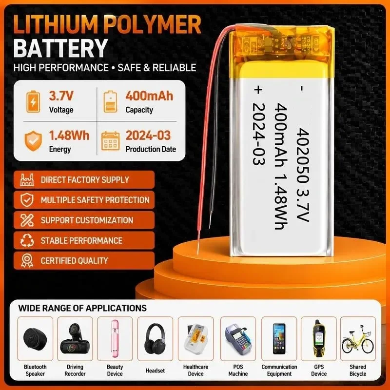 [New] 100pcs 402050 402248 402530 402535 402570 402580 Polymer lithium battery 3.7V