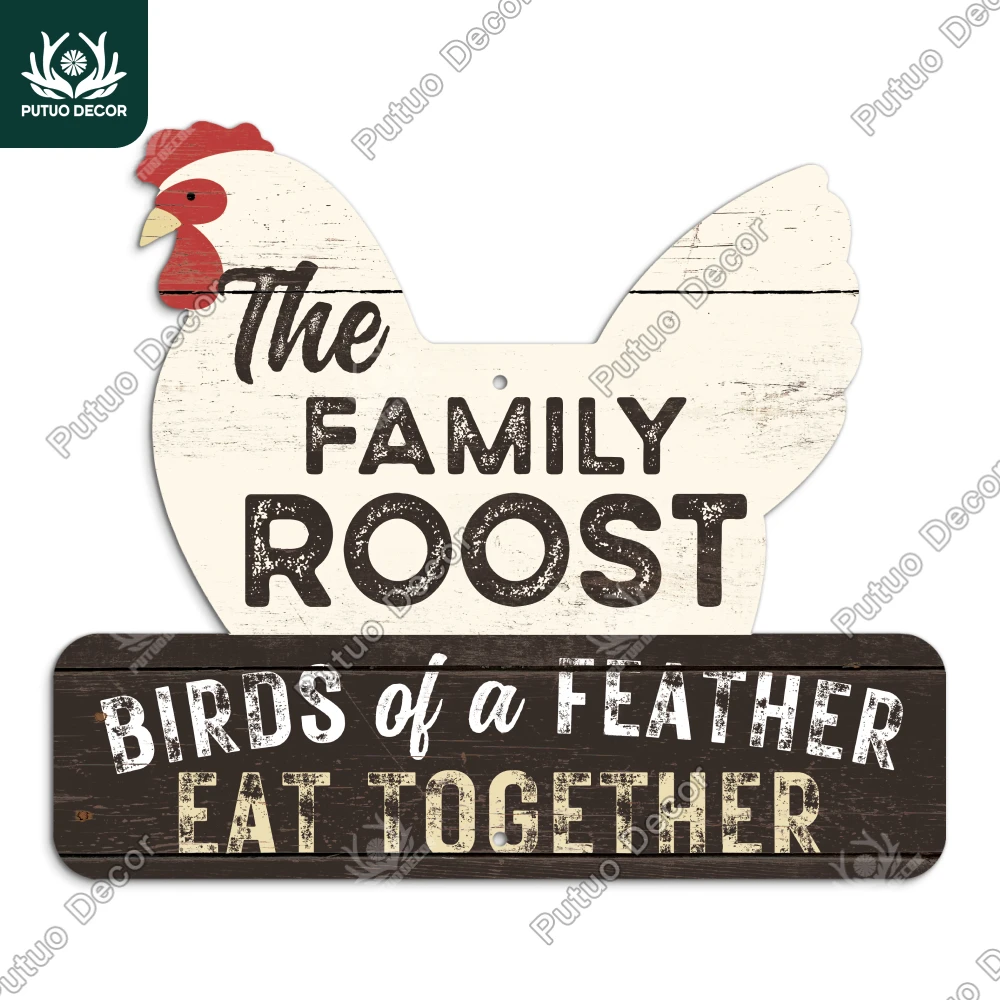 Putuo Decor 1pc PVC  sign wall decoration, family habitat, birds of a feather, family farmhouse, ranch, chicken coop, gifts