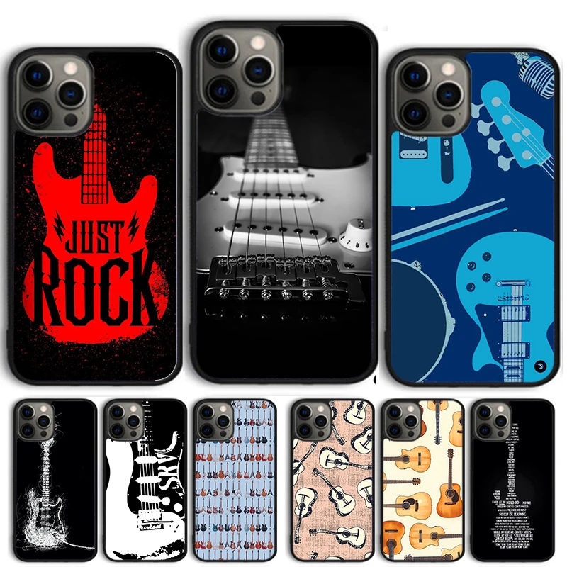 Rock Music Instrument Guitar Phone Case Cover For iPhone 12 mini Plus X XS Max XR for iPhone 15 16 11 13 14 Pro Max