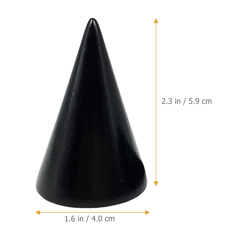 

2Pcs Wood Ring Holder Storage Rack Cone Shaped Display St for Home Mall Counter Showcase Glass Cabinet Supermarket Jewelry