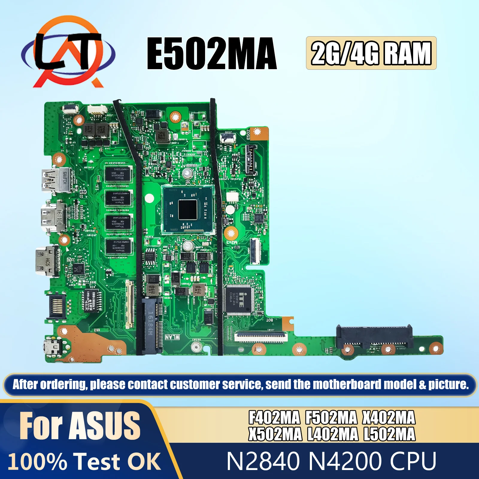 

AKEMY E502MA Mainboard For ASUS E402MA F402MA F502MA X402MA X502MA L402MA L502MA Laptop Motherboard N2840 N4200 2G/4G-RAM 0G-SSD