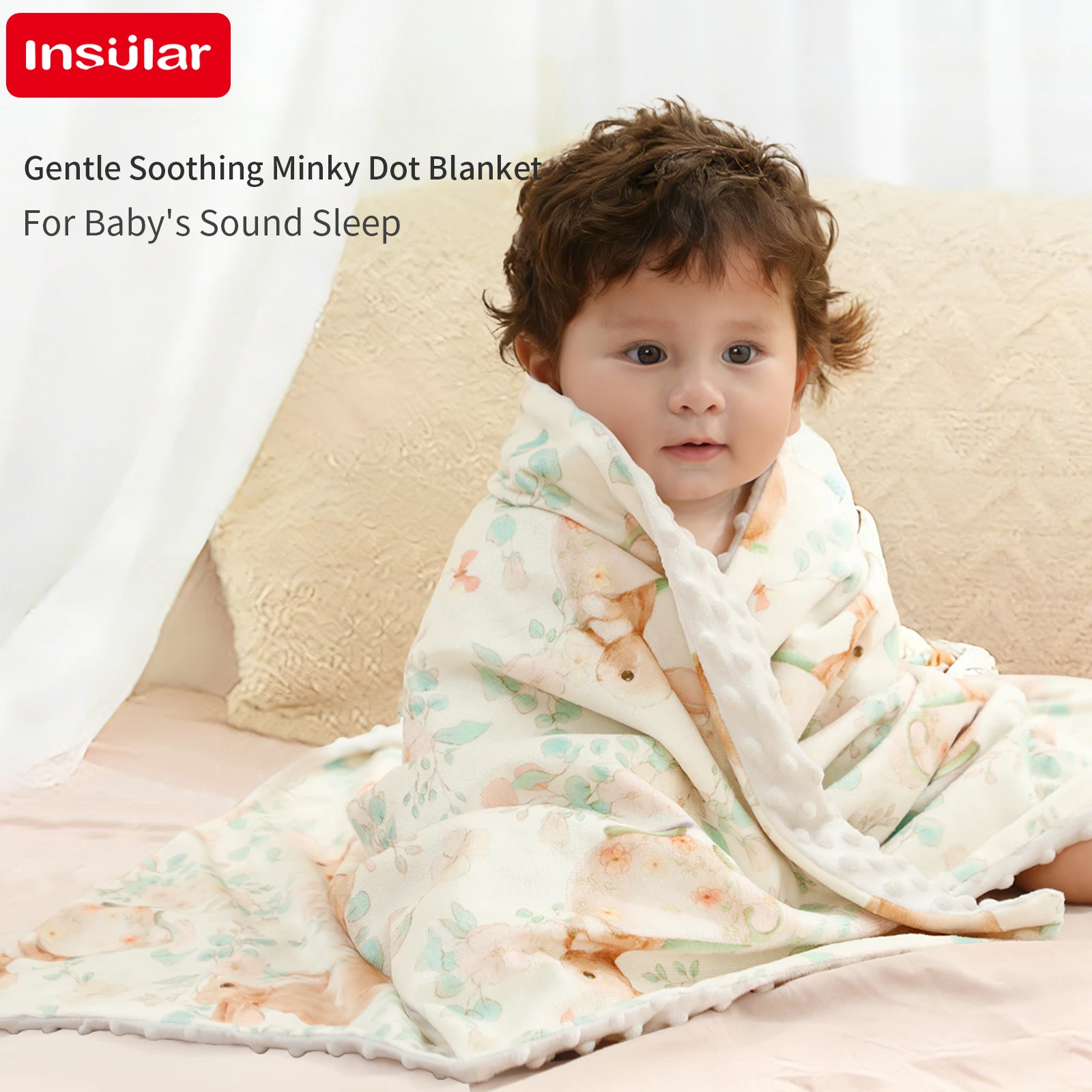 

INSULAR Baby Monthly Milestone Blanket, Soft Skin-Friendly Infant Bean Blanket, Multi-Functional Holding Play Mat for Newborn