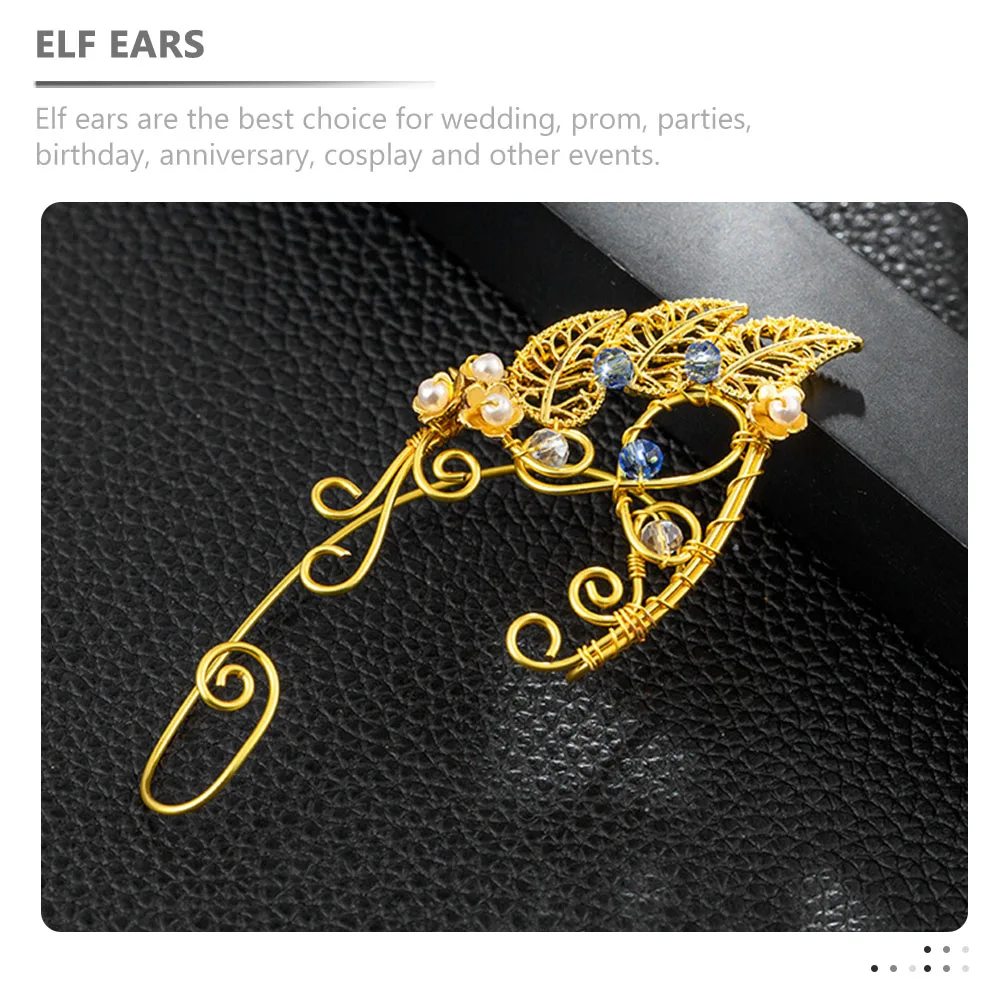 

Non Piercing Three Leaf Stacked Earrings For Women Girls Fairy Ears Cuff Lightweight Portable Cosplay Accessory