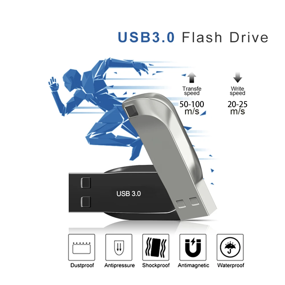 USB Flash Drive 128GB Hihg Speed Cle USB 3.0 Stick 32GB 16GB Pendrive Metal Memoria USB Memory Stick 64GB U Disk Pen Drive Flash