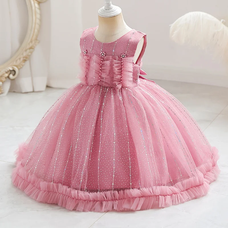 

Children's Beaded Gauze Sleeveless Poncho Dress International Children's Day School Performance Birthday Party Christmas Dress