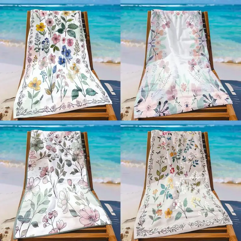 

Пляжное полотенце с цветочным узором, с забавным рисунком, защищающее от солнца и ветра, подходит для бассейна, кемпинга, путешествий, как плед.