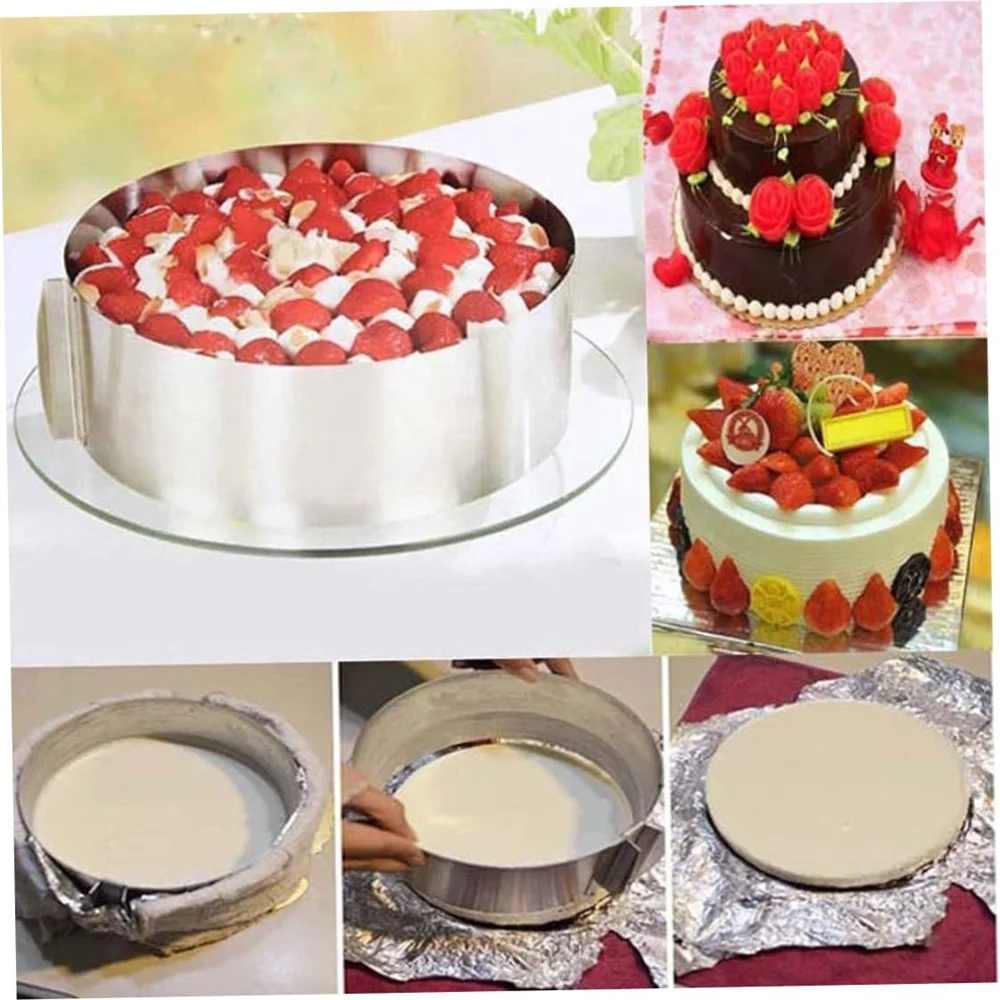 Molde Ajustable para Tartas, Anillo Redondo de Acero Inoxidable para Hornear, Anillo Telescópico para Tartas de Mousse, Utensilios de Repostería, Herramienta para Tartas