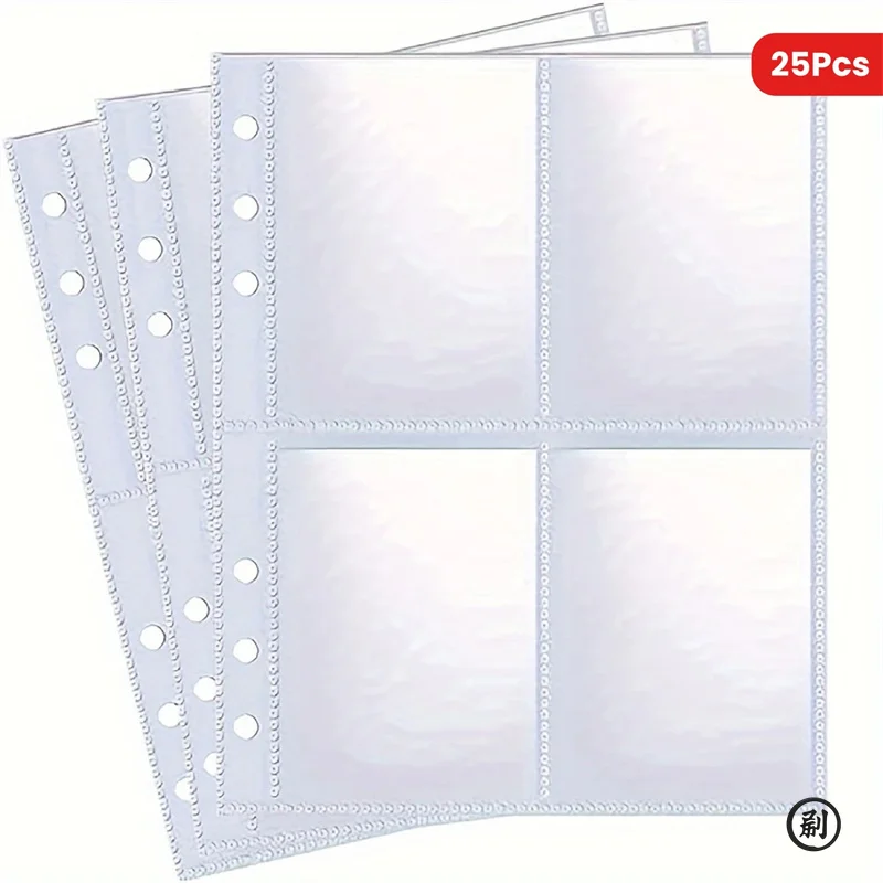 25/50pcs A5 Binder Photo Card Holders, 200 Pockets, Double-Sided 4-Pocket Design, Top Loading, Clear K-pop Membrane Cards