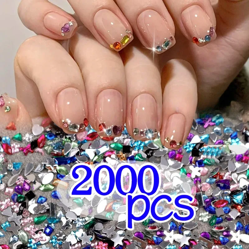 

1000/2000Pcs Nail Rhinestones Wholesale Mini Art Different Shaped Acrylic Flatback Diamond Sparkle DIY Nail Manicure Accessories