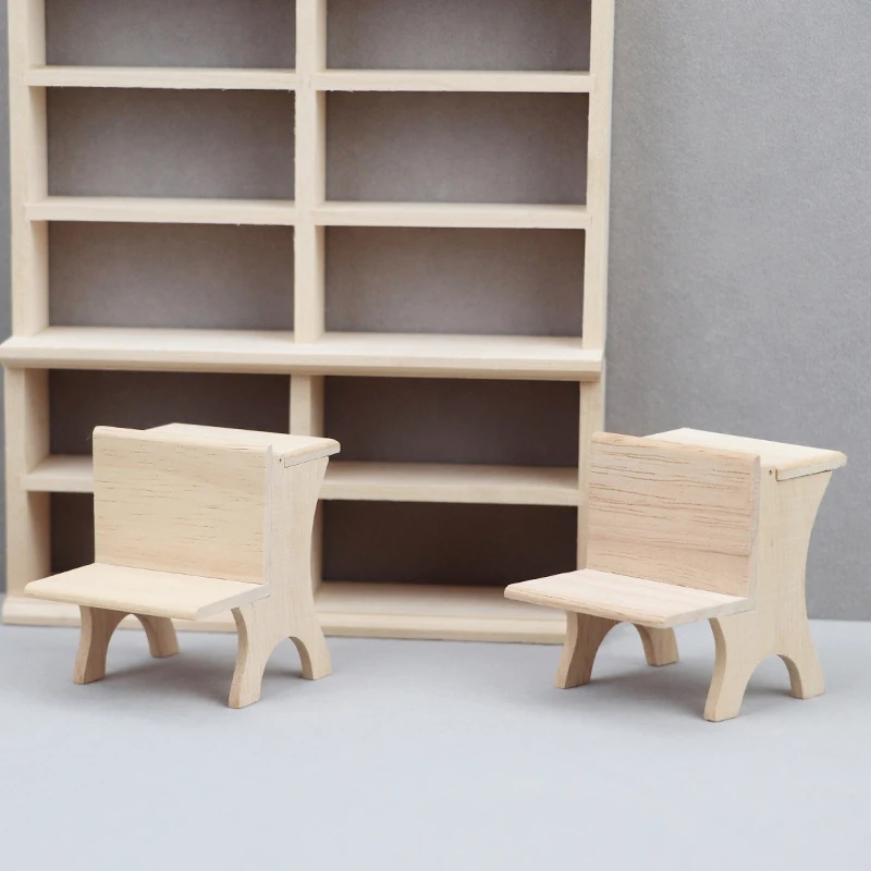 

1:12 Dollhouse Miniature Table Chair 2 In 1 Table And Chair Model Student Desk Kids Pretend Play Toy Doll House Accessories
