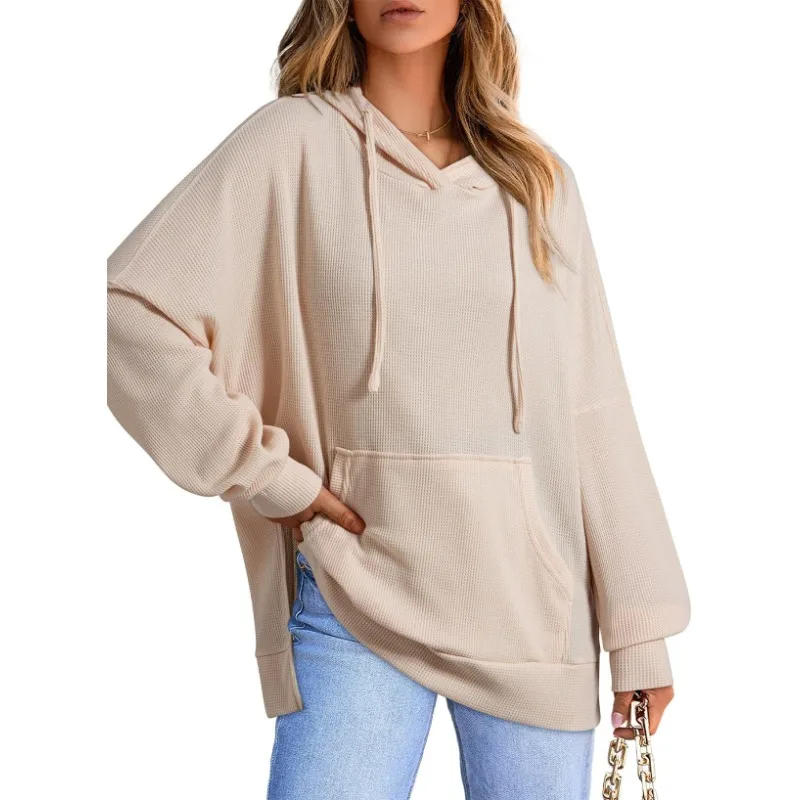 

Autumn Winter Women'S Loose Casual Hoodies Pockets Normcore Tops Sporty Solid Pullover Drawstringlong Sleeve Hooded Sweatshirt