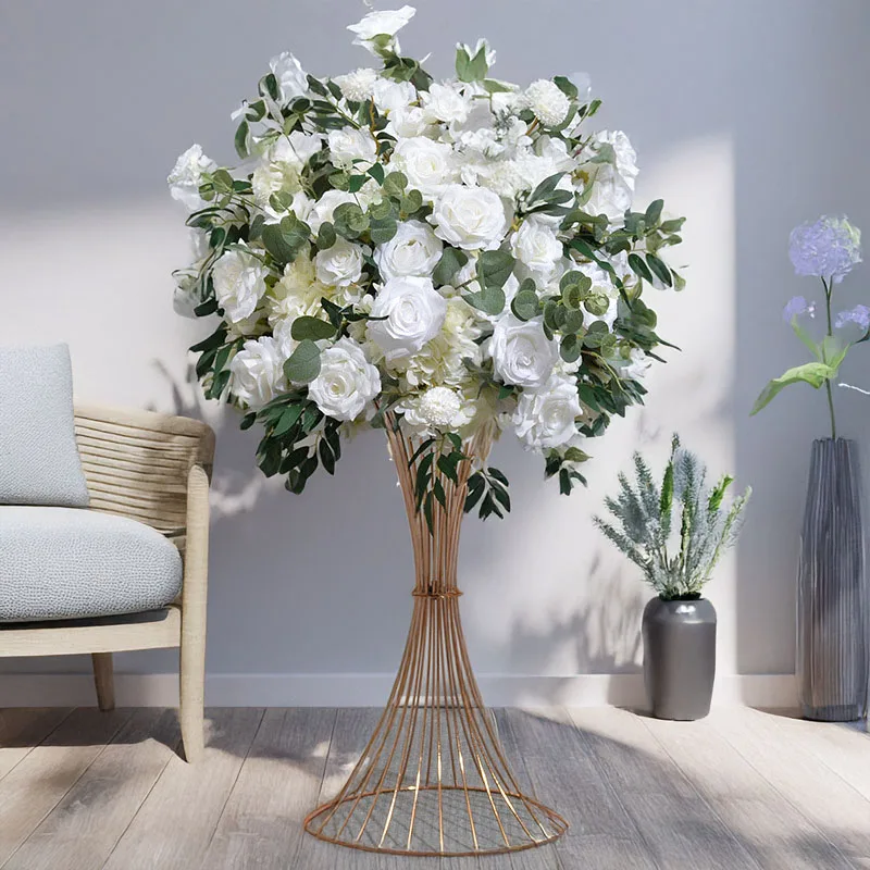 

Искусственный розовый шар 80 см с скандинавской геометрической подставкой, идеальный декор для сервировки свадебного стола, юбилейной вечеринки, ресторанного стола