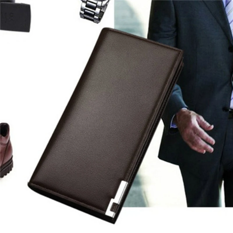 Porte-cartes d'affaires long pour homme, portefeuille à moraillon, aluminium, métal, crédit, cuir PU, sac à main, chéquier, mini porte-cartes pour homme