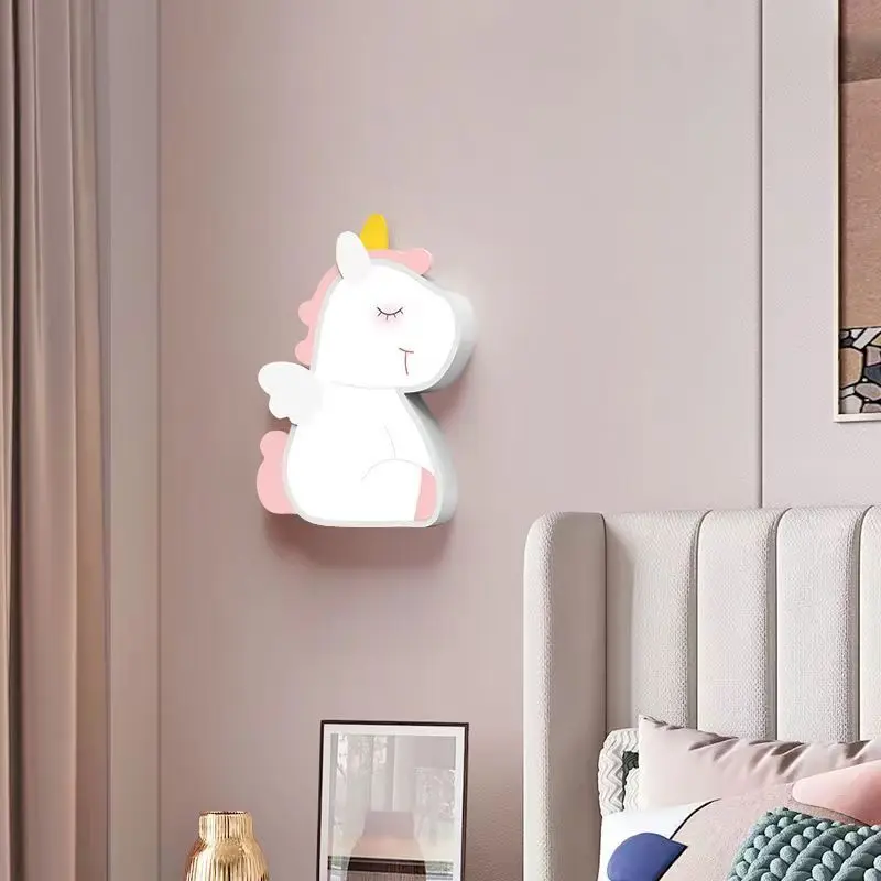 LED Cartoon Children\'s Room Lamp Lovely Unicorn Dinosaur Rabbit Dog Wall Lights for Bedroom Boys Girls Kids Eye Care