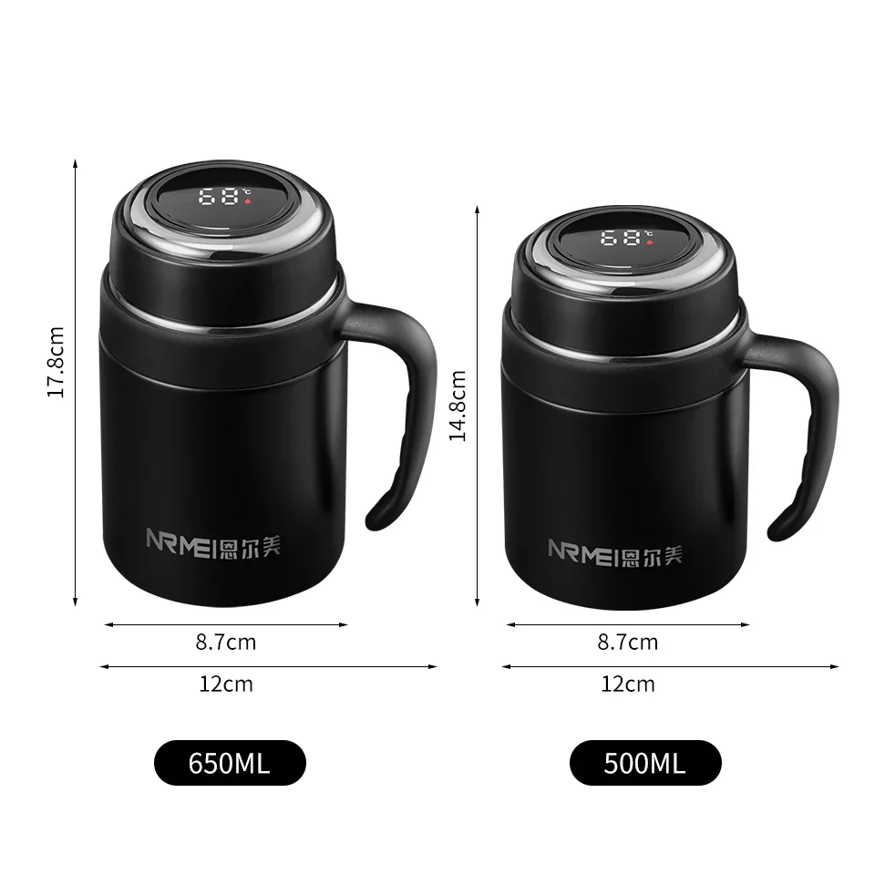 Xiaomi 500/650ml Digital Display Thermos Cup with Tea Infuser Premium Stainless Steel Vacuum Flasks Portable Handgrip Tea Mugs